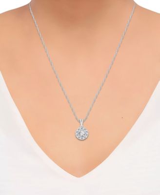 Diamond Halo Adjustable 18" Pendant Necklace (1 ct. t.w.) in 14k White Gold