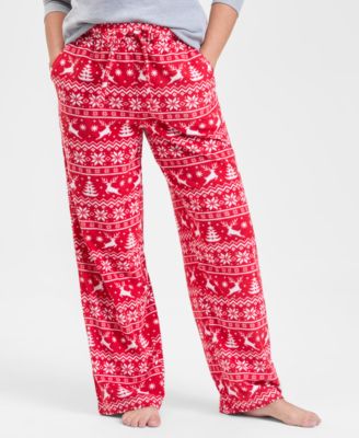 Women's Deer Fair Isle Fleece Pajama Pants, Macy's Exclusive