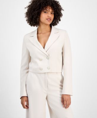 GUESS - Women's Joandra Double-Breasted Cropped Blazer