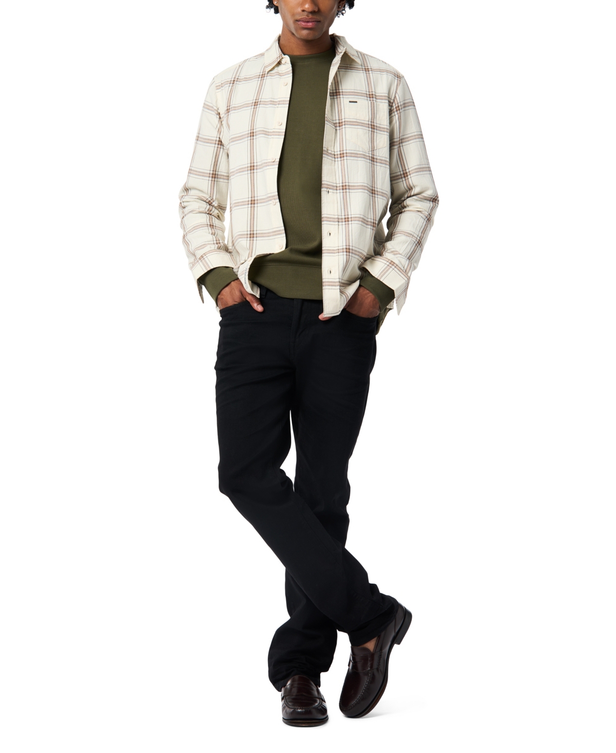 Buffalo David Bitton Men's Sago Regular Fit Plaid Pattern Shirt In White