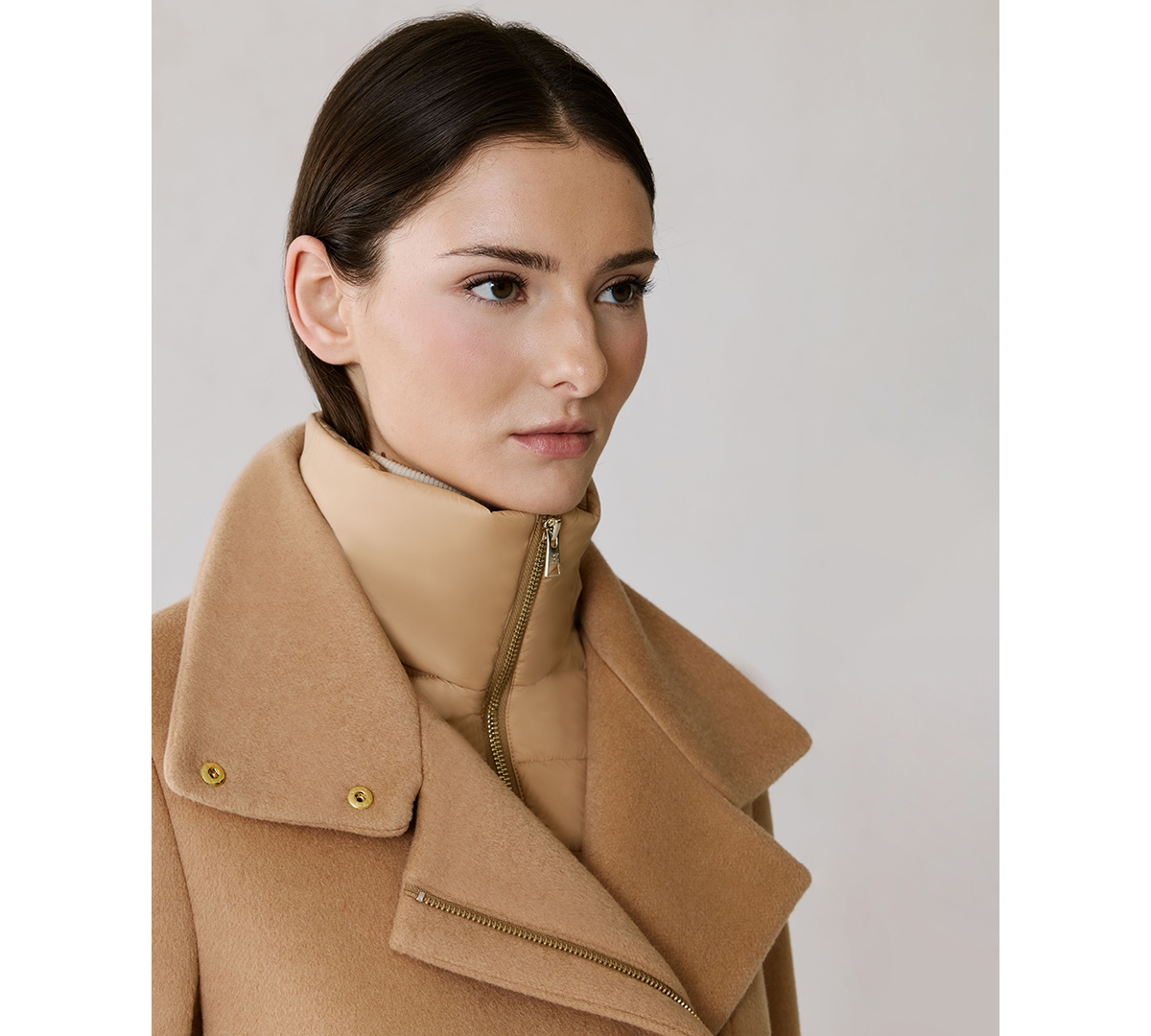 Soia & Kyo Women's Puffer-bib Asymmetric Zip-front Coat In Neutral
