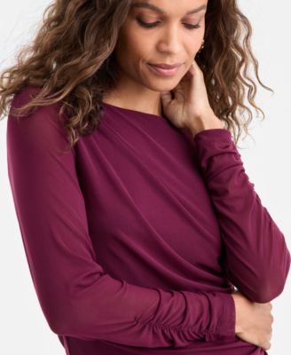 Petite Ruched Long-Sleeve Top, Macy's Exclusive