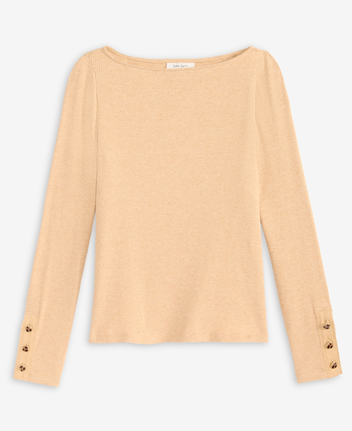 On 34th Women's Button-cuff Boatneck Top, Macy's Exclusive In Animal Print