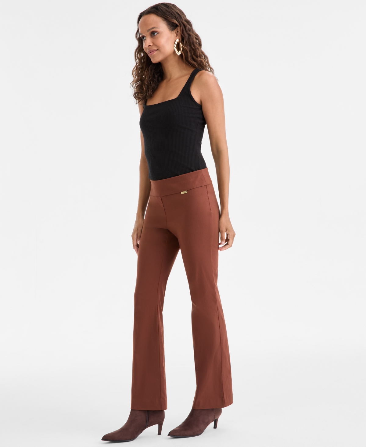 Inc International Concepts Petite Mid-rise Bootcut Pants, Petite & Petite Short, Created For Macy's In Brown