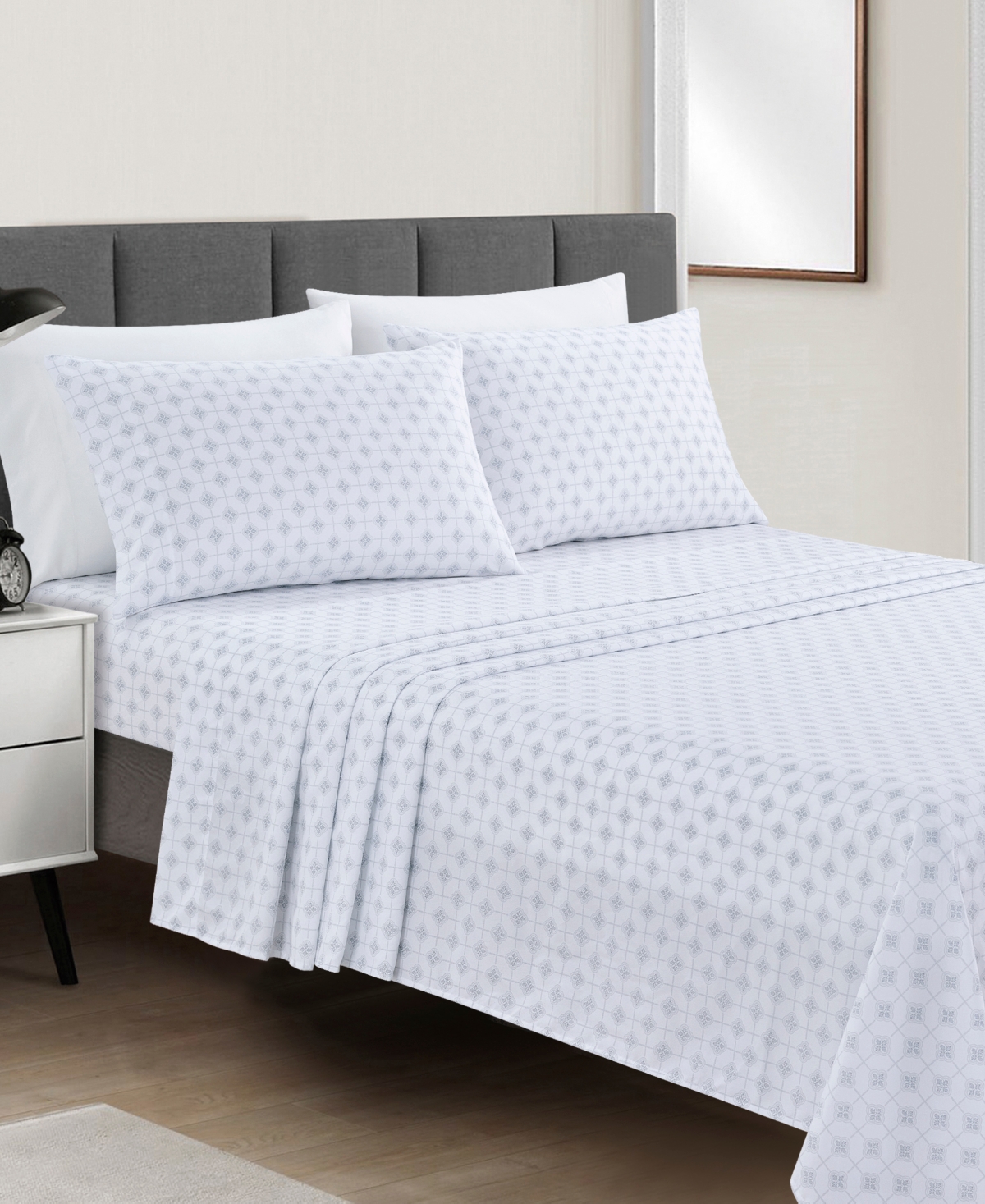 Sunham Microfiber Easy Care Printed 4-pc. Sheet Set, Queen