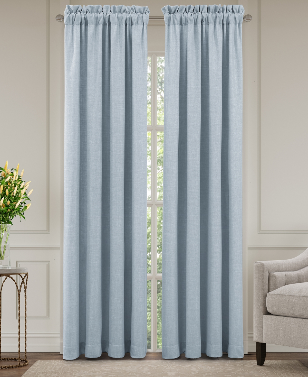 J Queen New York Garden Bloom Window Panel Pair, 50 X 84" In Blue