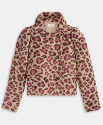 Women's Brushed Animal Print Shrunken Peacoat, Macy's Exclusive
