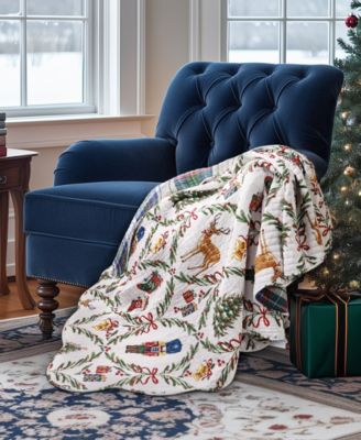 Festive Nutcrackers Reversible Quilted Throw, 50" x 60"