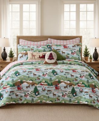 Merry Mountains Embroidered Decorative Pillow, 14" x 13"