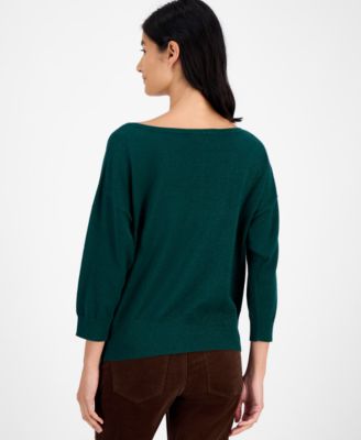 Women's Dolman-Sleeve Boat-Neck Shine Sweater