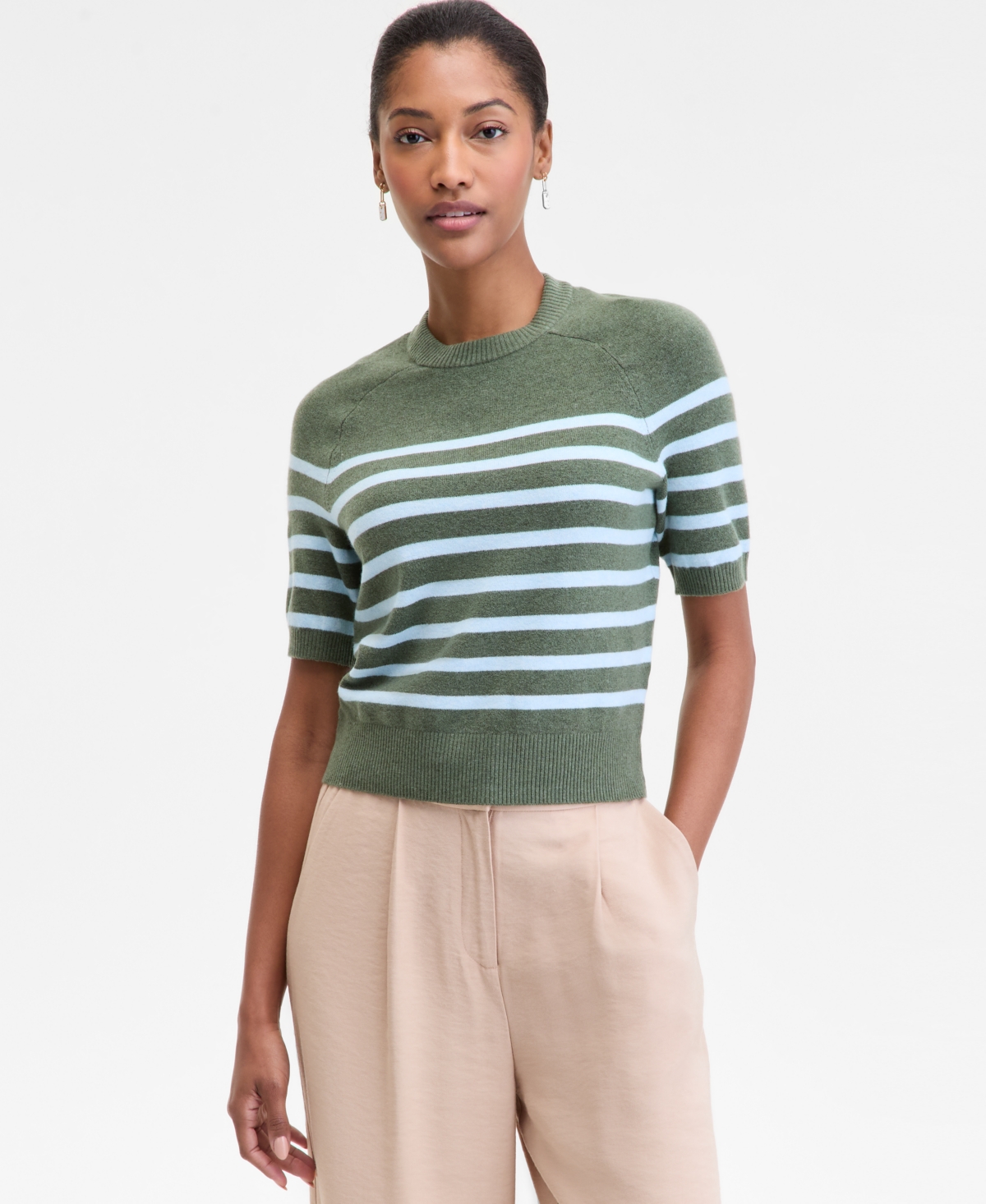 On 34th Women's Saddle Short Sleeve Sweater, Macy's Exclusive In Green