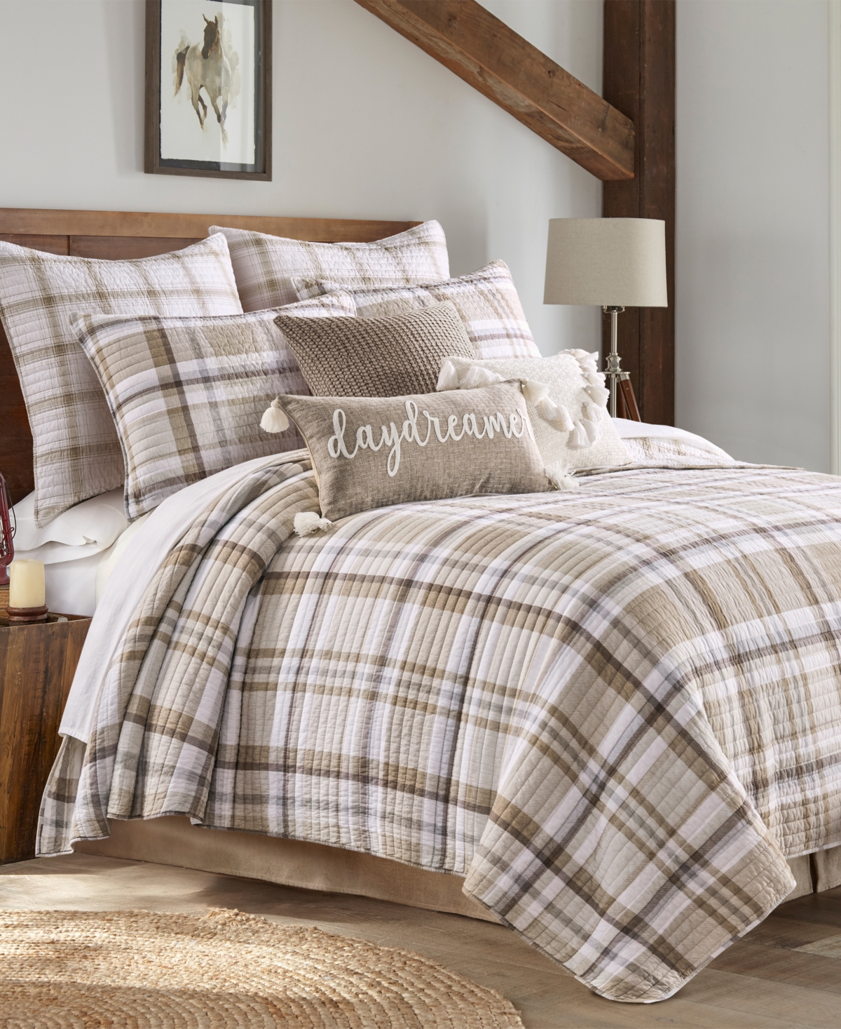 Levtex Spencer Red Plaid Reversible Quilt, Full/queen In Neutral