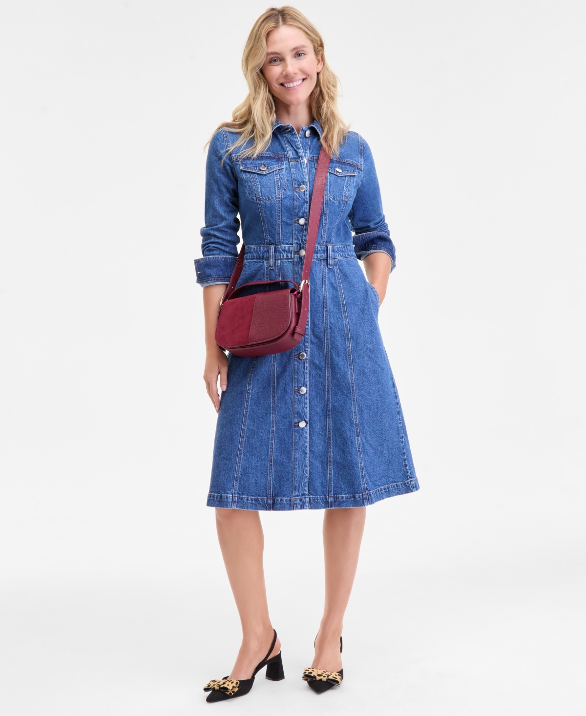 On 34th Women's Denim Midi Shirtdress, Macy's Exclusive