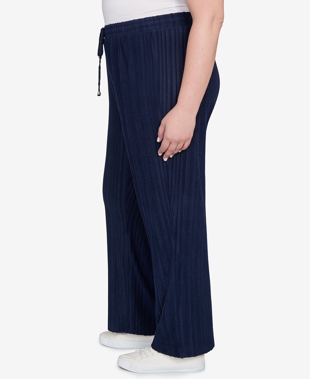 Hearts Of Palm Plus Size Solid Textured Hachi Pants In Blue