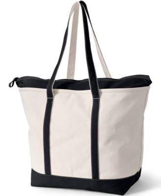 Extra Large 5 Pocket Zip Top Long Handle Canvas Tote Bag