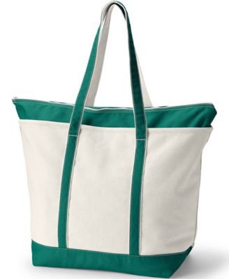 Extra Large 5 Pocket Zip Top Long Handle Canvas Tote Bag