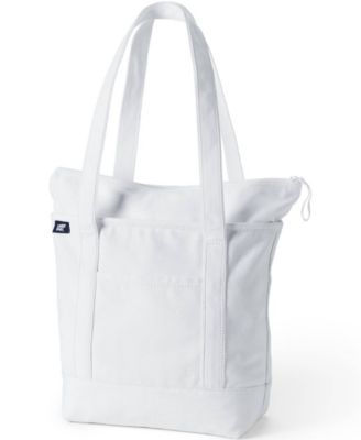 Medium Solid Color 5 Pocket Zip Top Long Handle Canvas Tote Bag
