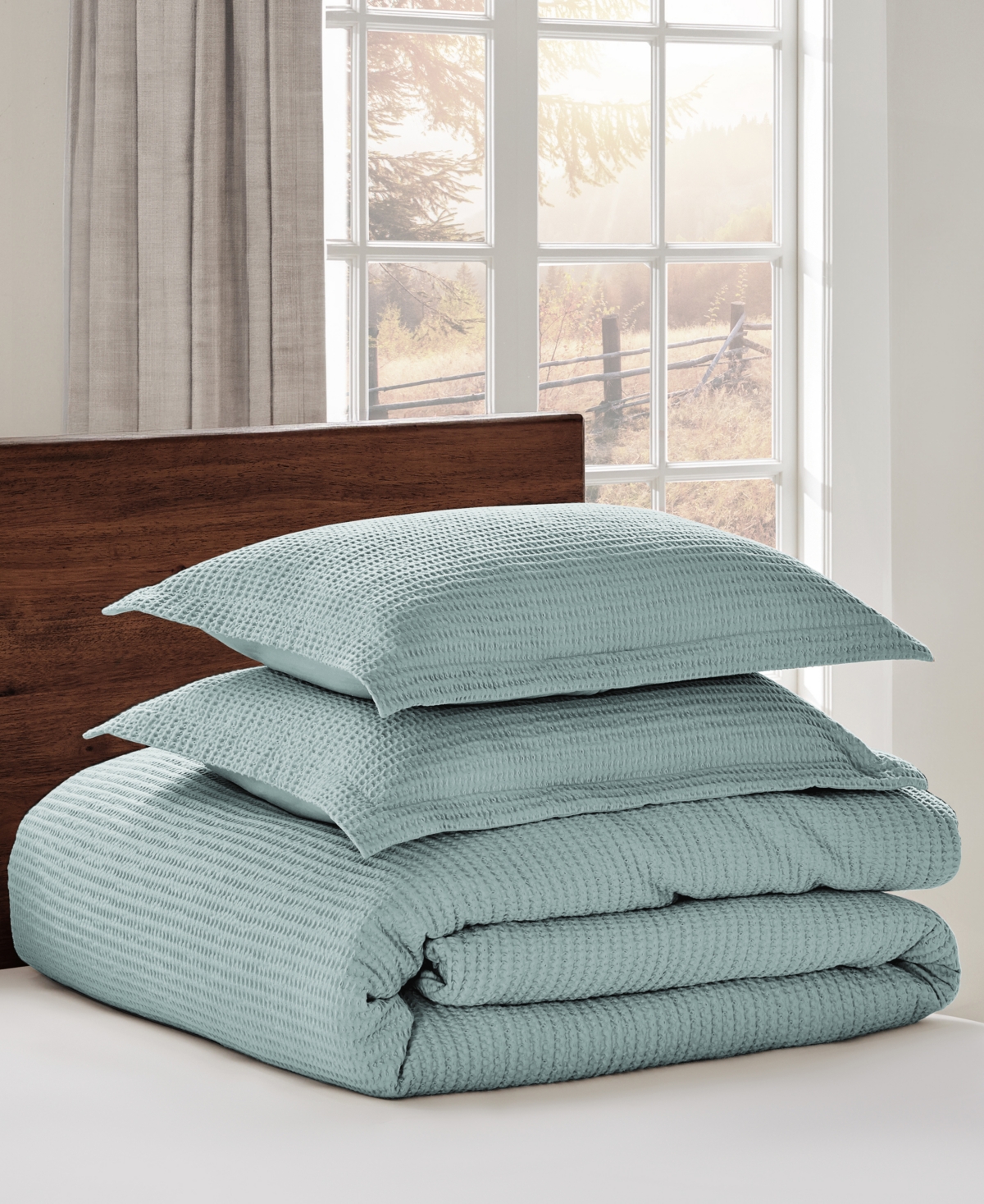 Levtex Cloud Waffle Textured 3-pc. Duvet Cover Set, Full/queen In Blue