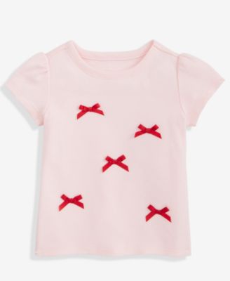 First Impressions - Baby Girls Short-Sleeve Satin-Bows T-Shirt