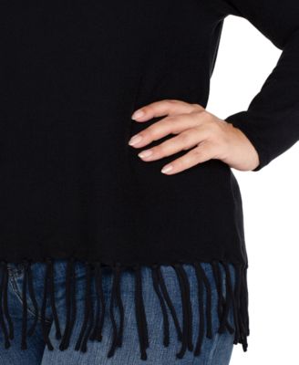 Plus Size Fringe Dolman Long Sleeve Sweater