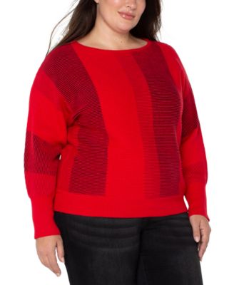 Plus Size Boat Neck Dolman Sleeve Sweater