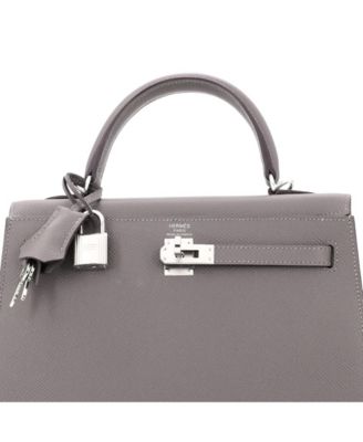 Pre-Owned Hermes Kelly 25 Handbag Grey Epsom with Palladium Hardware