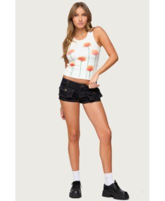 Womens Cavella Stretchy Denim Micro Shorts