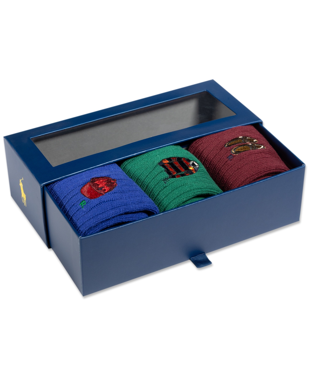 Polo Ralph Lauren Men's 3-Pack Novely Embroidered Socks Gift Box