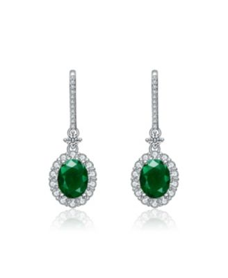 Plated with Colored Cubic Zirconia Drop Hook Earrings