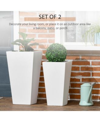 2-Pack MgO Flower Pots with Drainage Hole, Outdoor Planters
