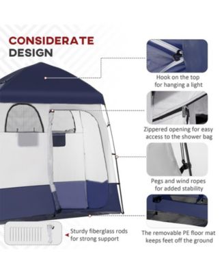 Two Room Pop Up Shower Tent w/ Shower Bag, Floor & Carry Bag,