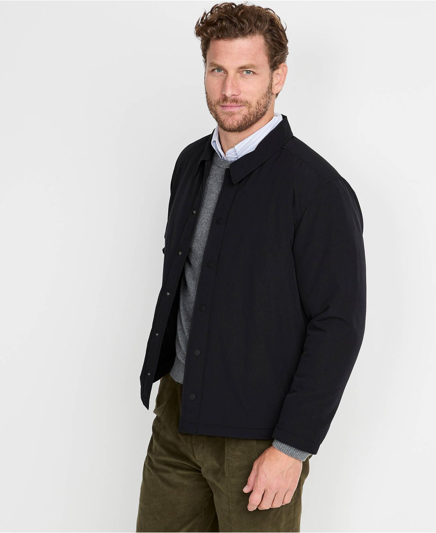 Мужская куртка Lands' End Insulated Commuter Shirt Jacket, цвет: Чёрный — фото 4