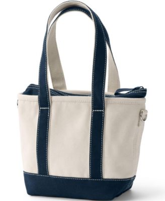 Small 3 Pocket Zip Top Long Handle Canvas Tote Bag