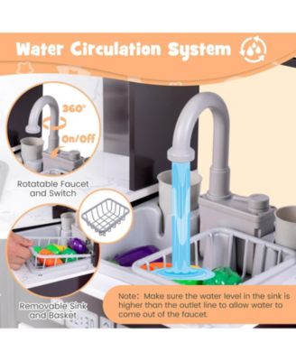 Wooden Kids Play Corner Kitchen with Realistic Lights and Sounds Lighted Range Hood