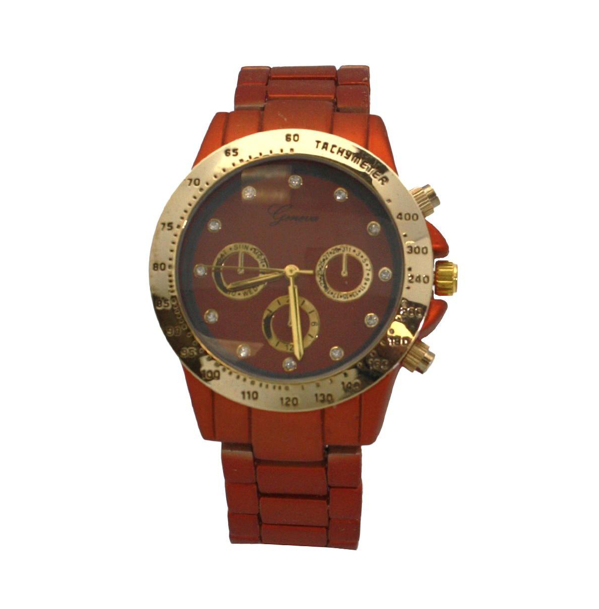 Olivia Pratt Orange Solid Color Metal Three Dial Women Watch