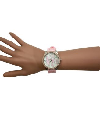 Light Pink Round Big Face with Colorful Numbers Women Watch