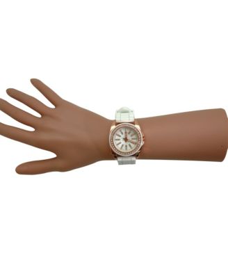 White Bright Silicone Band with Rhinestones Numeral Women Watch