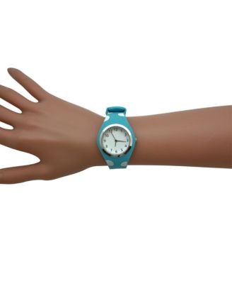 Light Blue Polka Dots Silicone Band Women Watch