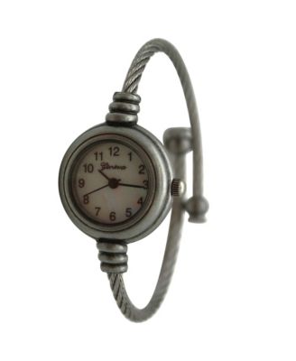 Pewter Thin Swirl Delicate Bangle Women Watch