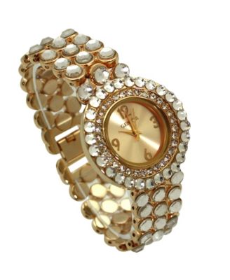 Gold Shiny Rhinestones Metallic Women Watch