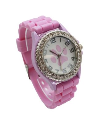 Lavender Every Day Silicone Paw and Rhinestones Colorful Women Watch
