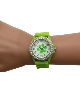Lime Every Day Silicone Paw and Rhinestones Colorful Women Watch