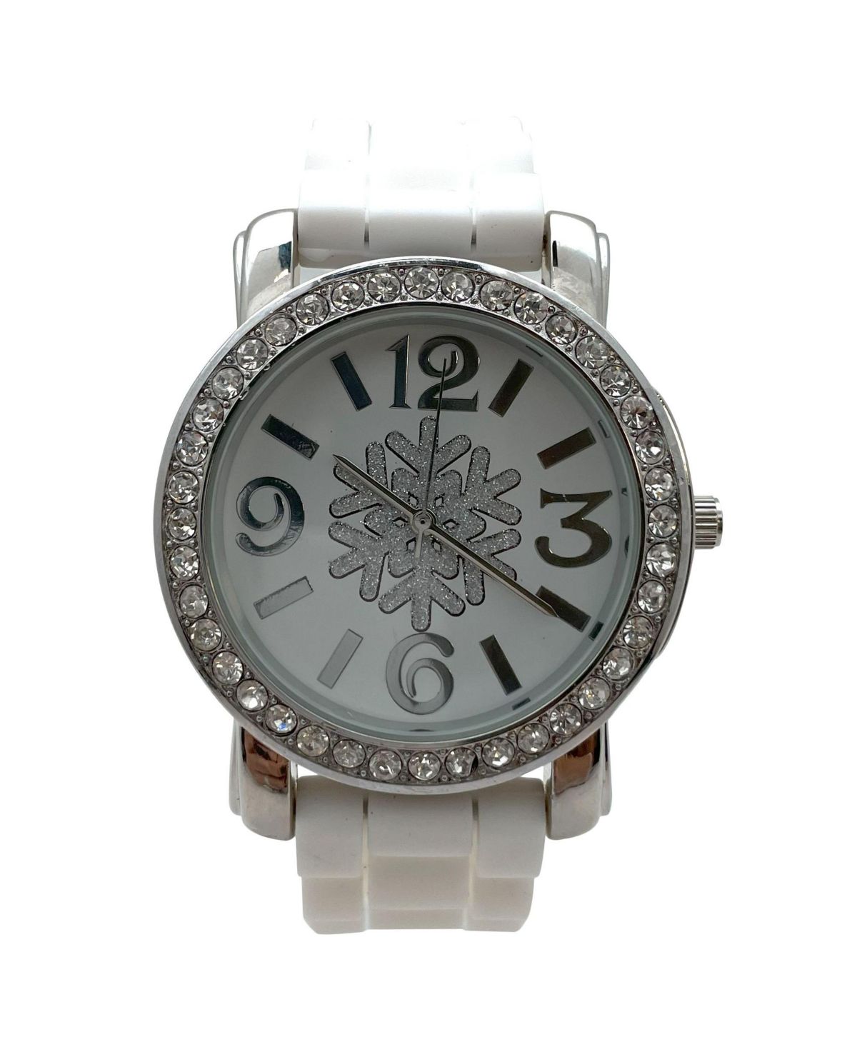 Женские часы с белым силиконовым ремешком на тему Счастливого Рождества