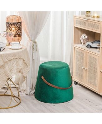 - Green Velvet with Rope Pouf Vintage Style Upholstery Living Room