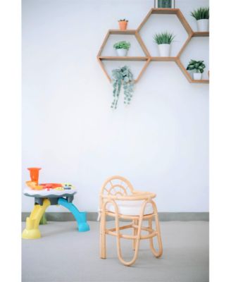 Rattan Baby High Chair Beige Exotic Boho Bedroom