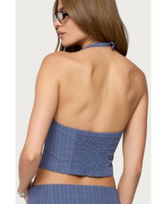 Women's Frankey Pinstripe Button Up Halter Top