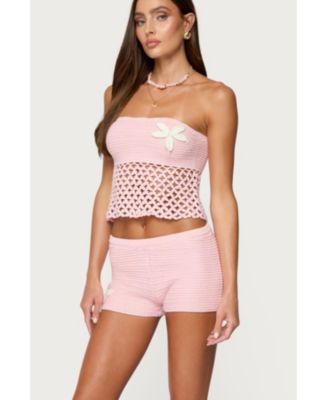 Women's Tahna Flower Strapless Crochet Top