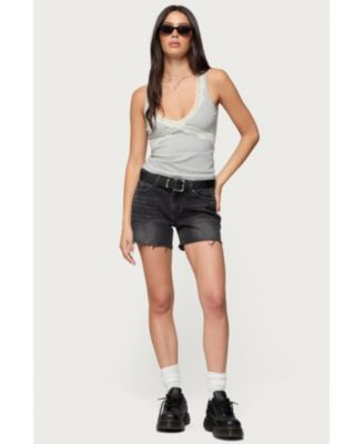 Women's Oriana Contrast Lacey V Neck Top