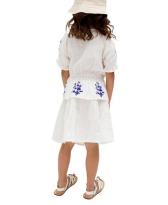 Little Girls Raffya Ally Peplum Embroidered Blouse