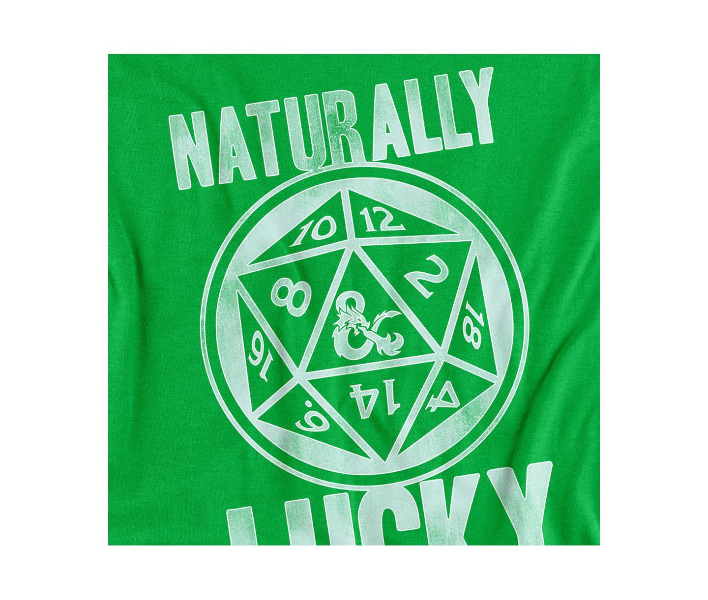 Мужская футболка D&D Dungeons Dragons Natural Luck, цвет: Зелёный — фото 2
